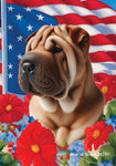 Shar Pei Fawn - Best of Breed  Patriotic I All-American Outdoor House and Garden Flag