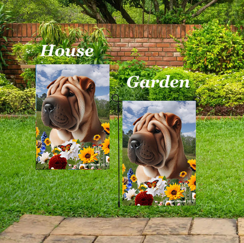 Shar Pei Fawn - Best of Breed  Summer Fields Outdoor House and Garden Flag