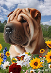 Shar Pei Fawn - Best of Breed  Summer Fields Outdoor House and Garden Flag