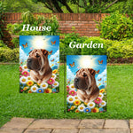 Shar Pei Fawn - Best of Breed  Summer Butterflies Outdoor House and Garden Flag