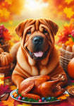 Shar Pei Red - Best of Breed DCR Thanksgiving Outdoor House and Garden Flag