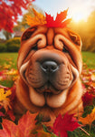 Shar Pei Red - Best of Breed DCR Falling Leaves Outdoor Flag