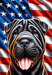 Shar Pei Black - Best of Breed DCR Patriotic III   Outdoor House and Garden Flag