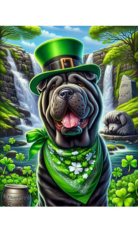 Shar Pei Black - Best of Breed DCR Saint Patricks Day Day Outdoor House and Garden Flag