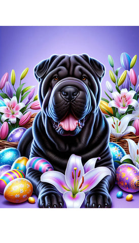 Shar Pei Black - Best of Breed DCR Easter Holiday    Outdoor House and Garden Flag