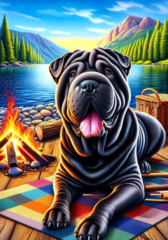 Shar Pei Black - Best of Breed DCR Summer Camping   Outdoor House and Garden Flag
