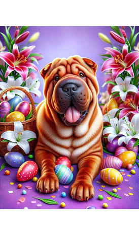 Shar Pei Red - Best of Breed DCR Easter Holiday    Outdoor House and Garden Flag