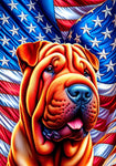 Shar Pei Red - Best of Breed DCR Patriotic III   Outdoor House and Garden Flag