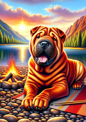 Shar Pei Red - Best of Breed DCR Summer Camping   Outdoor House and Garden Flag