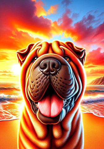 Shar Pei Red - Best of Breed DCR Summer Sunset Outdoor House and Garden Flag