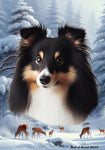 Sheltie Tri - Best of Breed  Winter Wonderland Outdoor House and Garden Flag