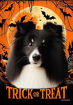 Sheltie Bi Black - Best of Breed  Halloween Outdoor House and Garden Flag