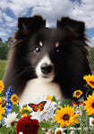 Sheltie Bi Black - Best of Breed  Summer Fields Outdoor House and Garden Flag