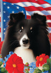 Sheltie Bi Black - Best of Breed  Patriotic I All-American Outdoor House and Garden Flag