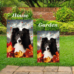 Sheltie Bi Black - Best of Breed  Fall Leaves Outdoor House and Garden Flag