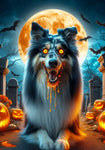 Sheltie Blue Merle - Best of Breed DCR Halloween Outdoor House and Garden Flag