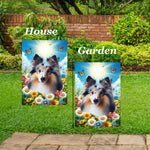 Sheltie Blue Merle - Best of Breed  Summer Butterflies Outdoor House and Garden Flag