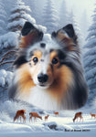 Sheltie Blue Merle - Best of Breed  Winter Wonderland Outdoor House and Garden Flag