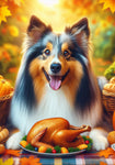 Sheltie Blue Merle - Best of Breed DCR Thanksgiving Outdoor House and Garden Flag