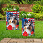 Sheltie Blue Merle - Best of Breed  Patriotic I All-American Outdoor House and Garden Flag