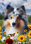 Sheltie Blue Merle - Best of Breed  Summer Fields Outdoor House and Garden Flag