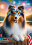 Sheltie Blue Merle - Best of Breed DCR July 4 Outdoor Flag