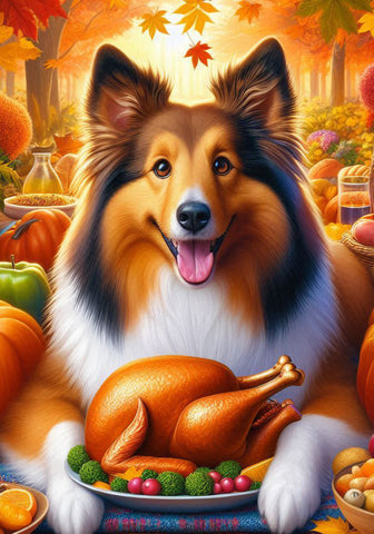 Sheltie Sable - Best of Breed DCR Thanksgiving Outdoor House and Garden Flag