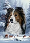 Sheltie Sable - Best of Breed  Winter Wonderland Outdoor House and Garden Flag