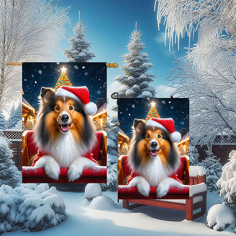 Sheltie Sable - Best of Breed DCR Christmas Outdoor House and Garden Flag
