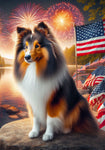 Sheltie Sable - Best of Breed DCR July 4 Outdoor Flag