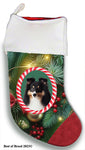 Sheltie Tri - Best of Breed  Christmas Stocking 13.5"  Red Gaming Cloth with Red Lining ,Plush White Cuff