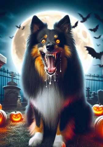 Sheltie Tri - Best of Breed DCR Halloween Outdoor House and Garden Flag