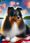 Sheltie Tri - Best of Breed DCR July 4 Outdoor Flag