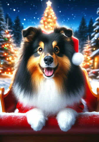 Sheltie Tri - Best of Breed DCR Christmas Outdoor House and Garden Flag