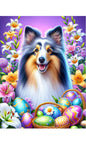 Sheltie Blue Merle - Best of Breed DCR Easter Holiday    Outdoor House and Garden Flag