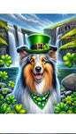 Sheltie Blue Merle - Best of Breed DCR Saint Patricks Day Day Outdoor House and Garden Flag