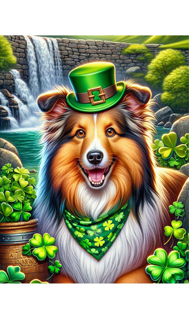 Sheltie Sable - Best of Breed DCR Saint Patricks Day Day Outdoor House and Garden Flag