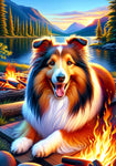 Sheltie Sable - Best of Breed DCR Summer Camping   Outdoor House and Garden Flag