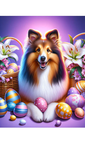 Sheltie Sable - Best of Breed DCR Easter Holiday    Outdoor House and Garden Flag