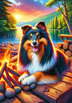 Sheltie Tri - Best of Breed DCR Summer Camping   Outdoor House and Garden Flag