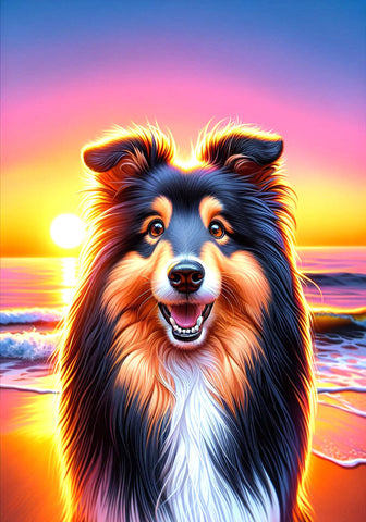 Sheltie Tri - Best of Breed DCR Summer Sunset Outdoor House and Garden Flag