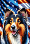 Sheltie Tri - Best of Breed DCR Patriotic III   Outdoor House and Garden Flag