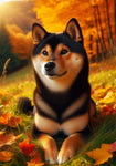 Shiba Inu Black and Tan - Best of Breed DCR Falling Leaves Outdoor Flag