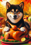 Shiba Inu Black and Tan - Best of Breed DCR Thanksgiving Outdoor House and Garden Flag