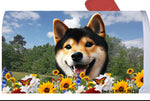 Shiba Inu Black/Tan- Best of Breed Summer Flowers Mailbox Cover Hi-Grade Vinyl 6" x 19"