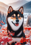 Shiba Inu Black and Tan - Best of Breed DCR Winter Berries Outdoor House and Garden Flag