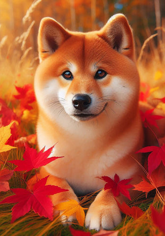 Shiba Inu Red - Best of Breed DCR Falling Leaves Outdoor Flag