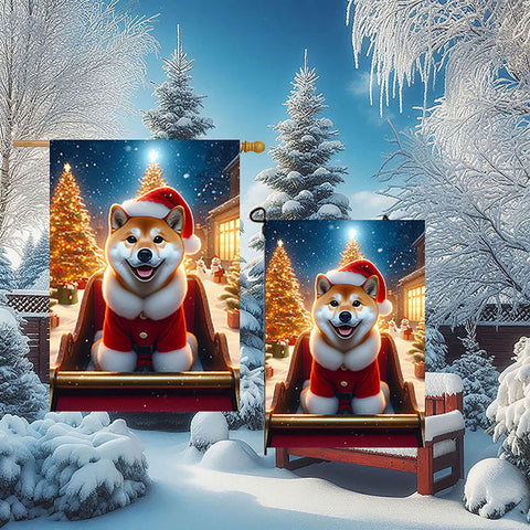 Shiba Inu Red - Best of Breed DCR Christmas Outdoor House and Garden Flag