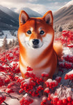 Shiba Inu Sesame - Best of Breed DCR Winter Berries Outdoor House and Garden Flag