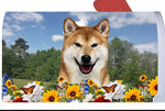 Shiba Inu Red/White Best of Breed Summer Flowers Mailbox Cover Hi-Grade Vinyl 6" x 19"